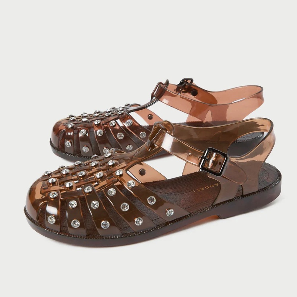 Loeffler Randall • Rhys Brown Jelly Sandal cage gladiator rhinestone strappy - Picture 4 of 15